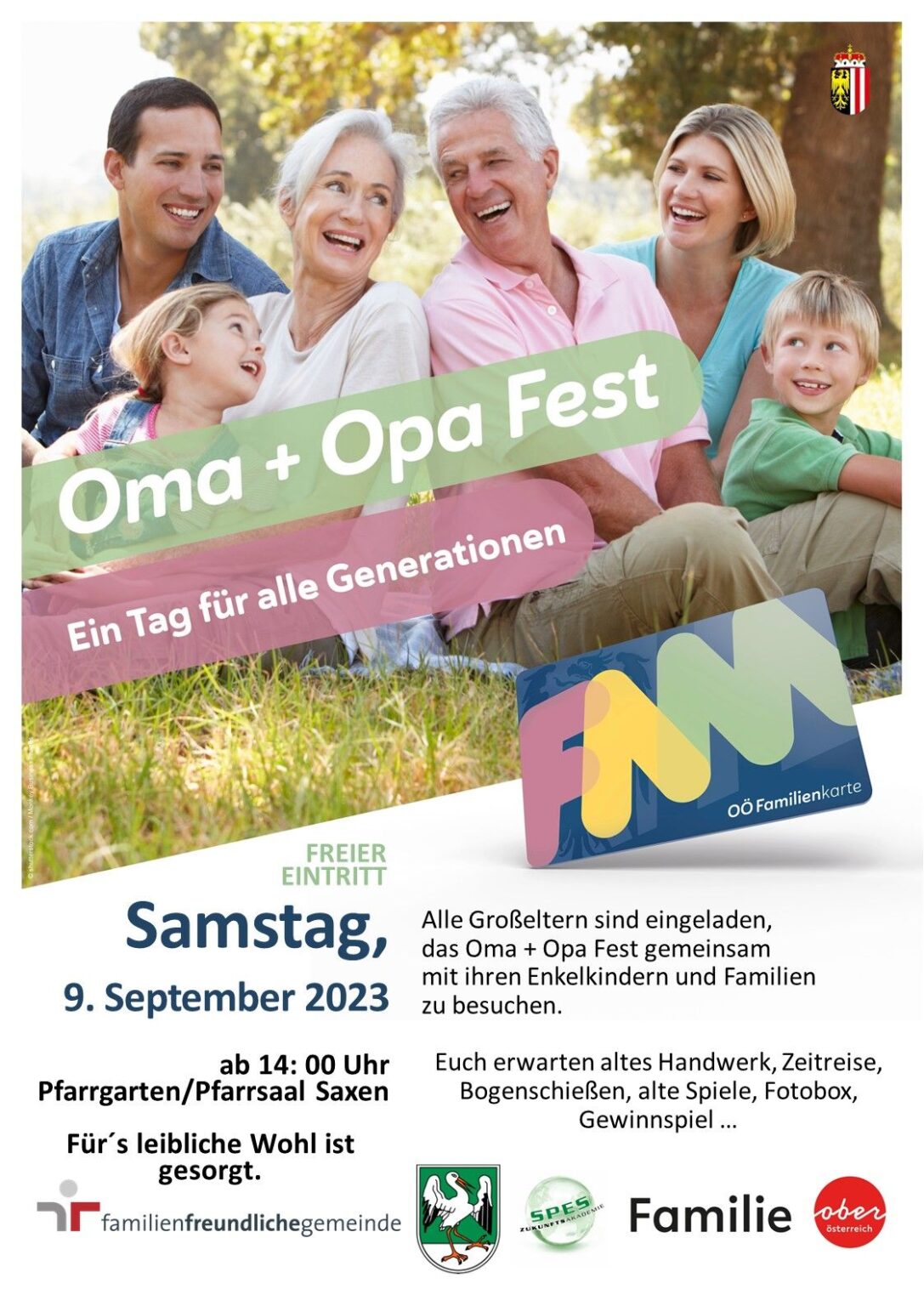 Einladung zum Oma + Opa Fest Gemeinde Saxen